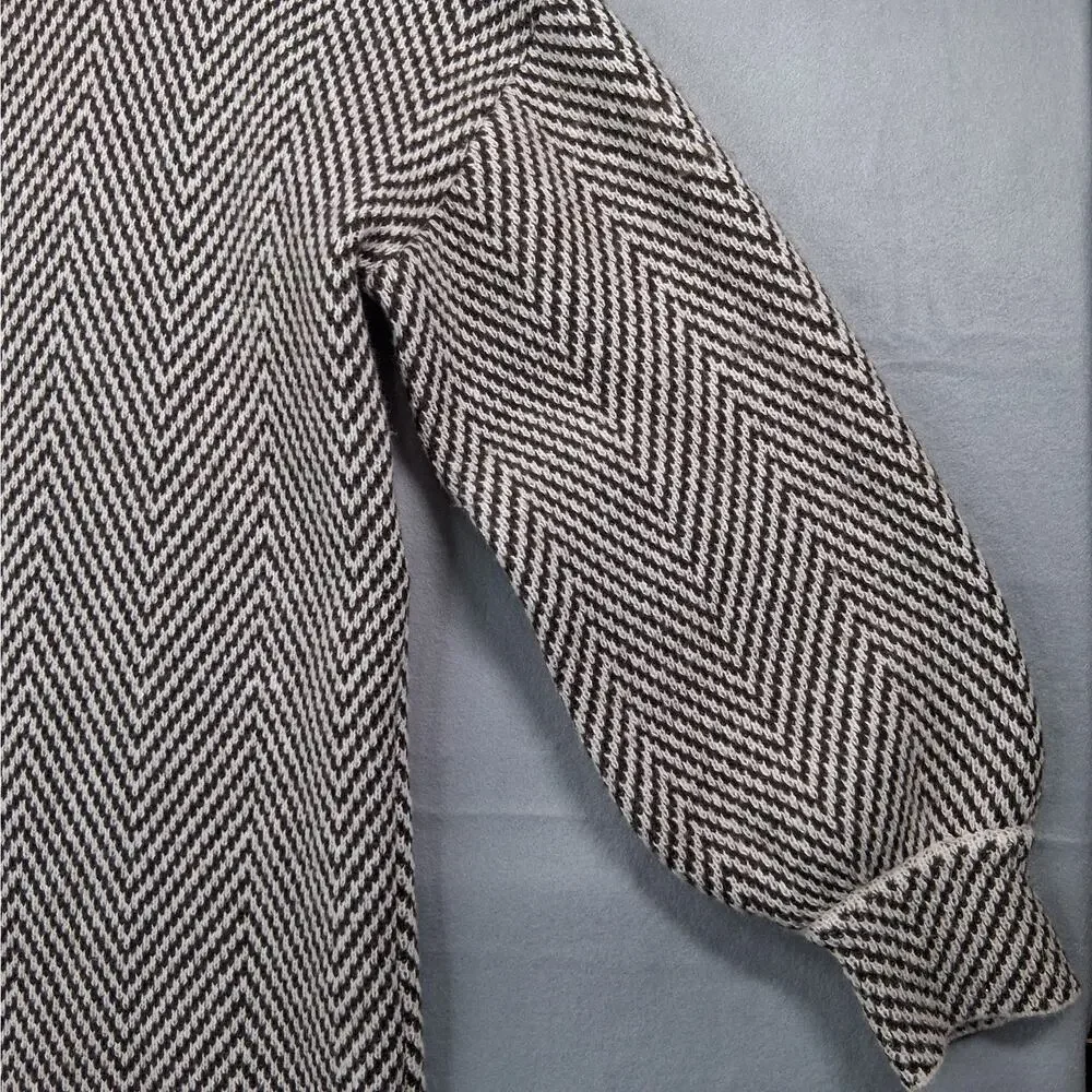 NWT Emily Rose‎ Open Front Cardigan Sweater Women's Medium Gray White Chevron